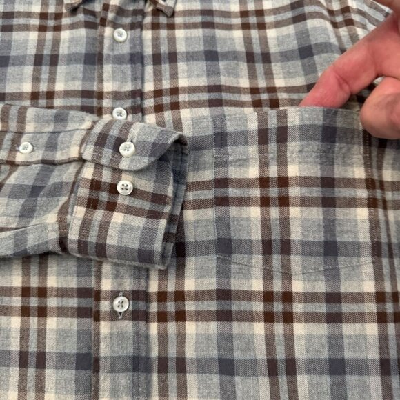 Alan Paine Wool Blend Long-Sleeve Button Plaid Shirt Blue/Brown L - Picture 4 of 10